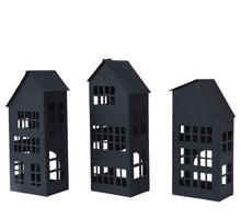 Teelichthalter Haus Eisen schwarz 10,5x8x25cm 3er Set