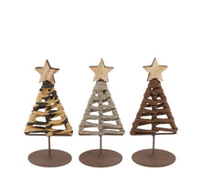 Baum Stoff Holz auf Ständer 8x8x19,5cm Gemischte Natur