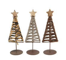 Baum Stoff Holz auf Ständer 9.5x9.5x27cm Gemischt