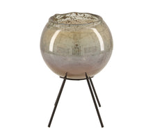 Teelichthalter Glas 12x12x17cm Grau