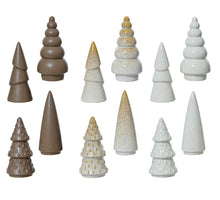 Baum aus Porzellan, 12er-Set, weiß/creme/braun, Ø 8 cm, H 16 cm