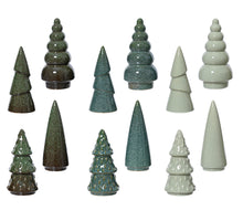 Baum aus Porzellan, 12er-Set, verschiedene Farben: Khaki/Türkis/Grün, D8 H16cm