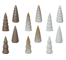 Baum aus Porzellan, 12er-Sortiment, weiß/creme/braun, D9 H21cm