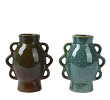 Porzellanvase, 2er-Set, 12x8x13,5cm, türkis/grün