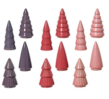 Baum aus Porzellan, 12er-Sortiment, rosa/rot/lila, D5 H10cm