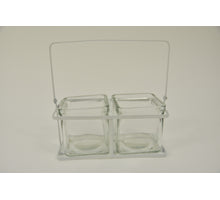 Gestell Metall weiß mit 2 Batteriegläsern 17x9x8/17cm