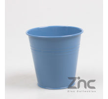 Blauer Topf, verzinkt, H10 cm
