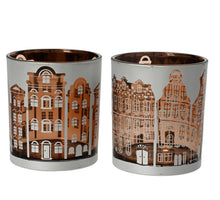 Teelichthalter Glas ''Kanalhaus'' 2 sortiert D8 H9cm