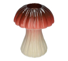 Teelichthalter Pilz Champignon mit Linien Bordeaux D16 H20 cm Keramik