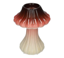 Teelichthalter Pilz Toadstool mit Linien Rot D14 H19,5 cm Keramik