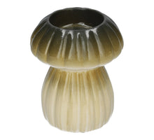 Teelichthalter Pilz Portcini mit Linien Grün D9,5 H11,2 cm Keramik