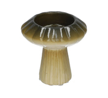 Teelichthalter Pilz Russle mit Linien Grün D9 H9,5 cm Keramik