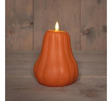 LED-Kürbiskerze mit 3D-Flamme, batteriebetrieben, mit Timer, 13 x 11,5 cm, orange