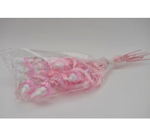 12 Babyflaschen rosa mit Band an Stock 50 cm