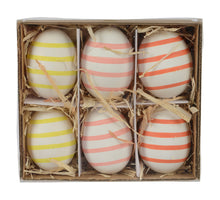 Wbox mit 6 Eiern, Hühnereier weiß/farbig, Durchmesser 4 cm x Höhe 6 cm