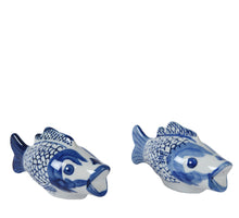 Fisch Porzellan 2 sortiert blau/weiß L.11.5cm x B.4cm x H.6cm