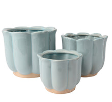 3er-Set Keramik-Pflanzgefäße, blau, D17,5 H14,5cm