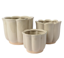 3er-Set Keramik-Pflanzgefäße, creme, D17,5 H14,5cm