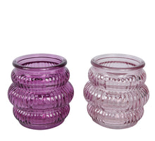 Teelichthalter Glas ''Bolo'' 2 Farben sortiert H.7.6cm T.8c