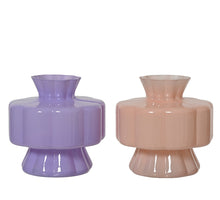 Vase Glas ''pastell'' 2 Farben sortiert H.14.5cm T.15cm