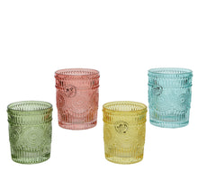 Wasserglas, Trinkglas, 4 Farben, sortiert, Ø 8 cm, H 10 cm