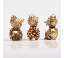 VOGEL AUF NUSS 3 ACHSEN 5X3X6 CM GOLD