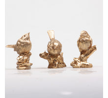 VOGEL AUF STEIN/BAUMSTAMM 3 ASS 8,5X5X10 CM GOLD