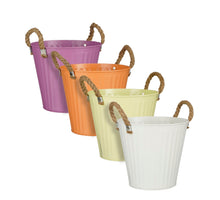 Topf rund rosa aus weiß l.gelb orange 4 sortiert - h12xd13cm - Metall