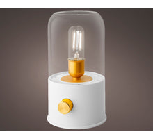 LED-Campinglampe, wiederaufladbar, weißes Plastikgehäuse, Durchmesser 11 cm x Höhe 20 cm