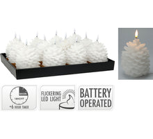 LED-Kerze Tannenzapfen D10 H13cm weiß exkl. 2x AA Batterie / Timer