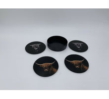 Set mit 4 Glasuntersetzern Ø10cm Buffalo Schwarz/Braun