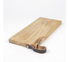 Mango-Schneidebrett mit Ledergriff 38x16x2cm