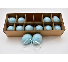 Schachtel mit 12 Hühnereiern auf Schleife Blau