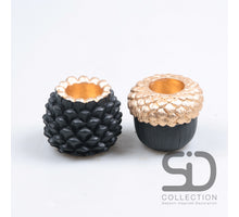 Kerzenhalter Eichel Zement 2er Set 9x9x7,5 cm Schwarz