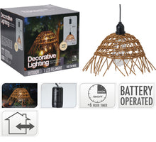 Hängeleuchte aus Rattan, Ø 23 cm, H 19 cm (exkl. 4 x AA Batterien)