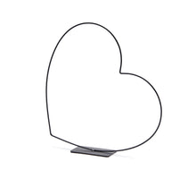 Metal heart standing on base 25cm black