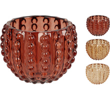 KERZENHALTER GLAS RIPPE D8 H6CM 3 FARBEN SORTIERT