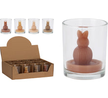 Kerze Hase im Glas D6 H8cm 4er-Set, verschiedene Farben