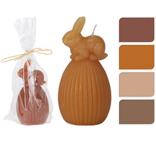 Kerze Hase auf Ei D6 H11cm 4er-Set verschiedene Farben im Beutel