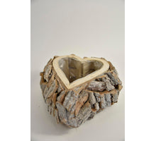 Rinde Pflanzgefäß Willy Heart Shape S 26x24x11cm natur