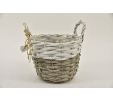 Ohrgefäß grau/weiß mit Herzanhänger ''S'' D18 H16cm