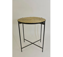 Tisch schwarzes Metall mit Seegrasmatte D38 H45CM