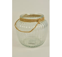 Kugelvase gerippt Glas klar D-15 H-13,5 CM