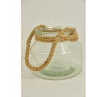 Glasvase ''Mike'' rund mit Juteseil D16 H13cm