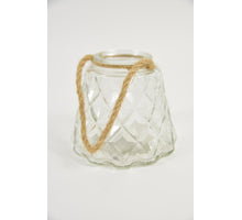 Glasvase ''Iris'' rund mit Juteseil D12,5 H11cm