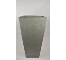 Quadratische Vase ''Köln'' 41x41x81cm Hellgrau (mit Deckel, Loch im Boden) aus schwerem Kunststoff