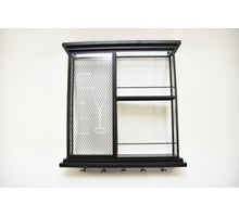 Wandschrank Wein Metall mit Glas und Weinglashalter 68x66cm