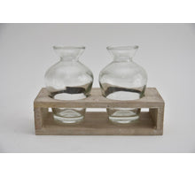 Holztablett grau mit 2 Flaschen