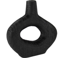 Holz-Donut-Vase schwarz 22x6x21,5cm