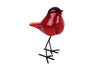 Skulptur "Vogel" auf rotem Glassockel 11,5x8,5x15,5cm